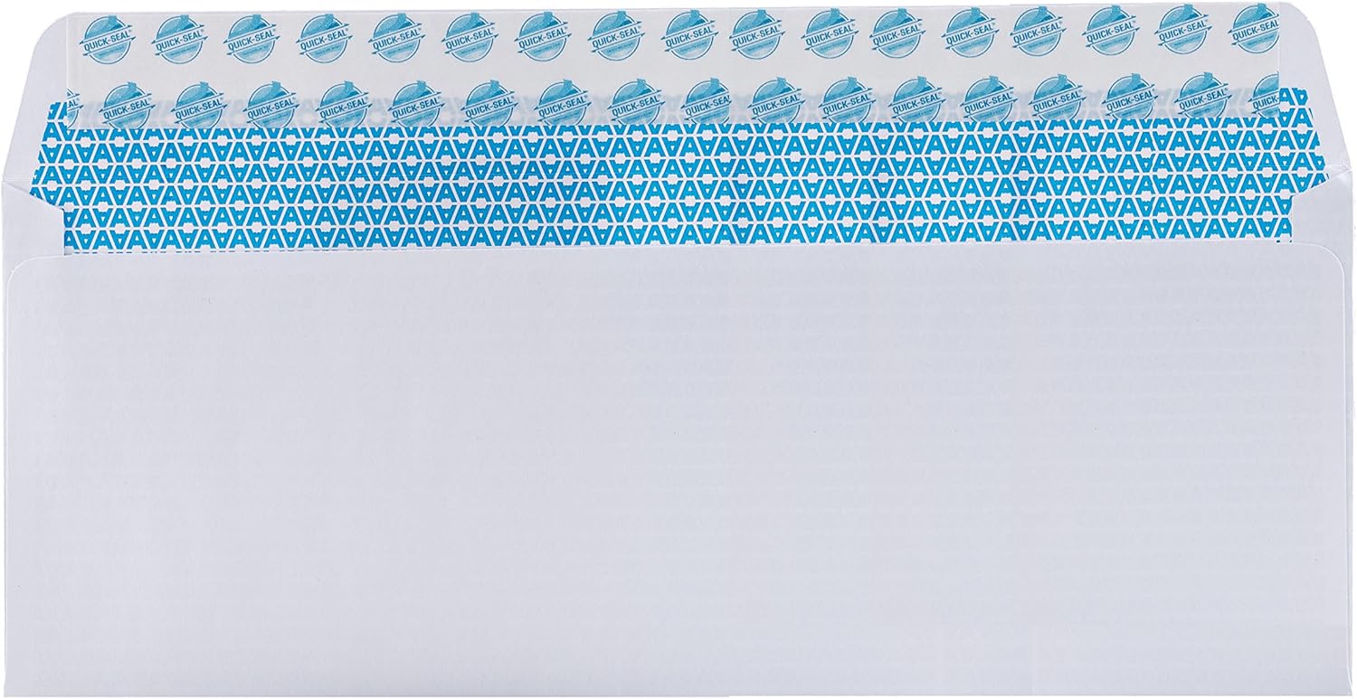 Aimoh #10 Security Tinted Self-Seal Envelopes - No Window - EnveGuard, Size 4-1/8 X 9-1/2 Inches - White - 24 LB - 1 Case - 12 Packs - 1,200 Envelopes (34100-CS)