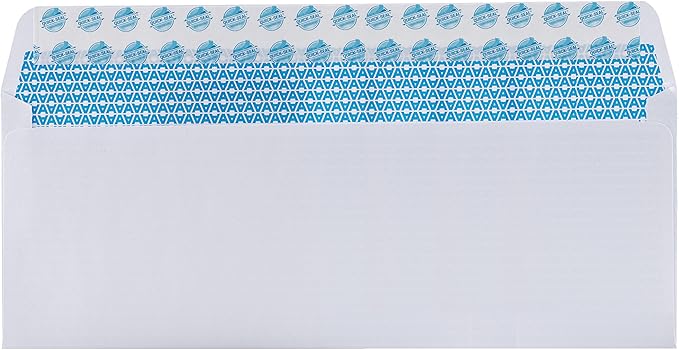 Aimoh #10 Security Self-Seal Envelopes - 1 Case - 5 Packs - 2500 Envelopes, Windowless, Security Tint Pattern, Quick-Seal Closure - EnveGuard - Size 4-1/8 x 9-1/2 Inches - White - 24 LB (34010-CS)