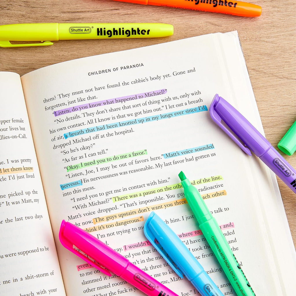Shuttle Art 108 Pack Highlighters, Highlighters Assorted Colors Set, 6 Bright Colors Chisel Tip Dry-Quickly Non-Toxic Highlighter Markers Bulk for Adults Kids Highlighting in Home School Office