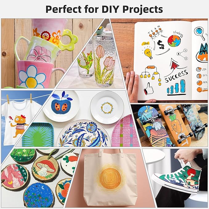 SMOOTHERPRO Acrylic Paint Markers, 24 Colors Dual Tip Acrylic Paint Pens for Wood, Canvas, Stone, Pumpkins, Rock Painting, Glass, Plastic, Ceramic, DIY Crafts Art Supplies