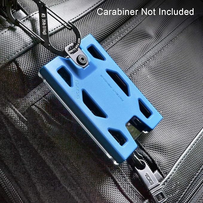 GOVO T4 Badge Holder No-Clip Version - Durable Polycarbonate ID Card Holder Holds 1 to 4 Cards (Blue)