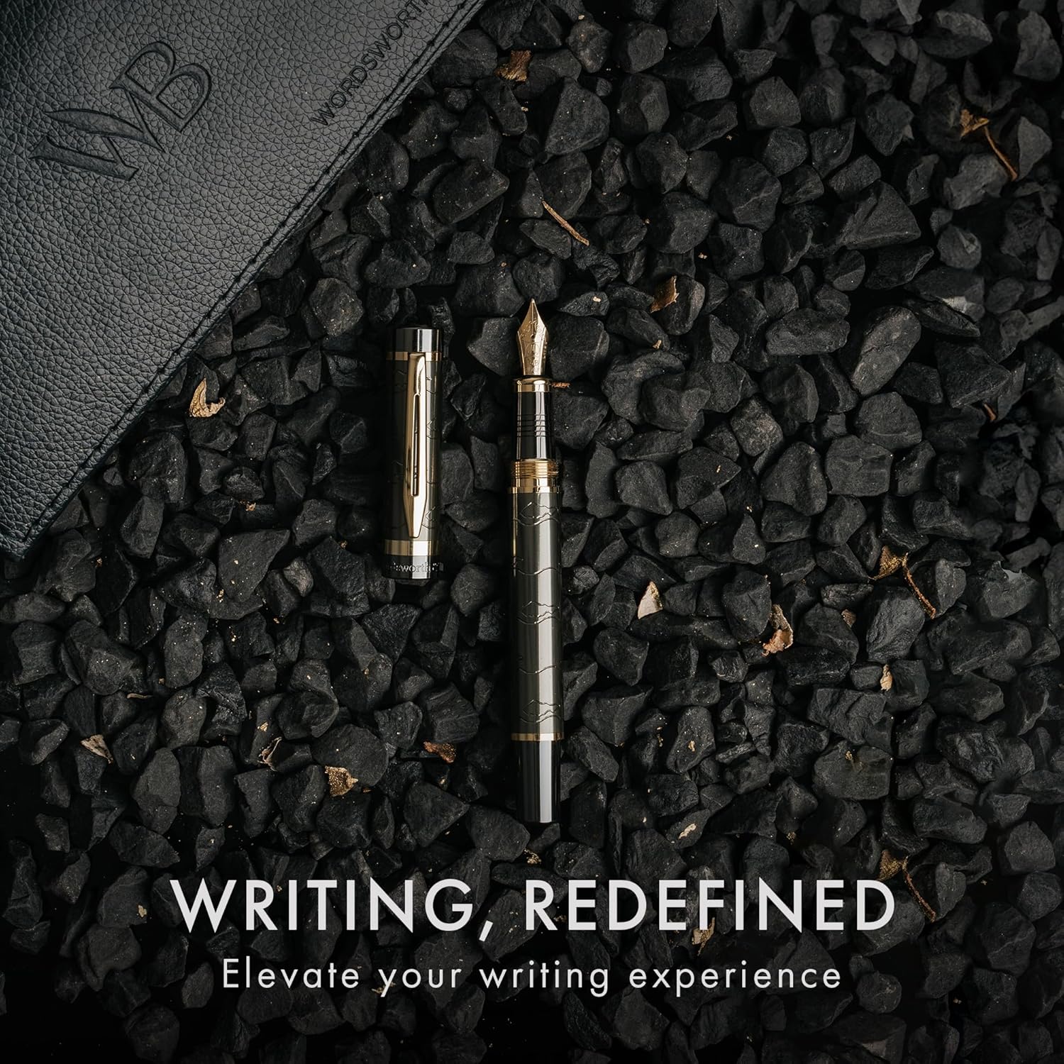 Wordsworth & Black Primori Fountain Pen Set [Gunmetal Gold]; Medium Nib, Gift Case, 24 Ink Cartridges, Refill Converter, Manual; Journaling, Calligraphy, Smooth Writing Pens; Left and Right Handed