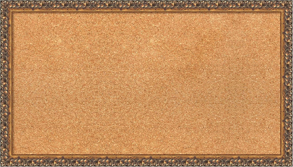 Amanti Art Natural Cork Board for Wall, 16x28 Vision Board with Bronze Frame, Medium Corkboard Office Decor for Home Organization, Traditional Corkboard Pinboard to Display Items for Home