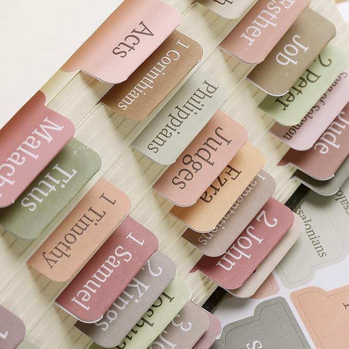 Mr. Pen- Bible Tabs, 75 Tabs, Boho Theme, Laminated Bible Tabs for Women and Men, Bible Tabs for Study Bible, Bible Index Tabs, Bible Book Tabs, Bible Labels Tabs, Mr Pen Bible Tabs