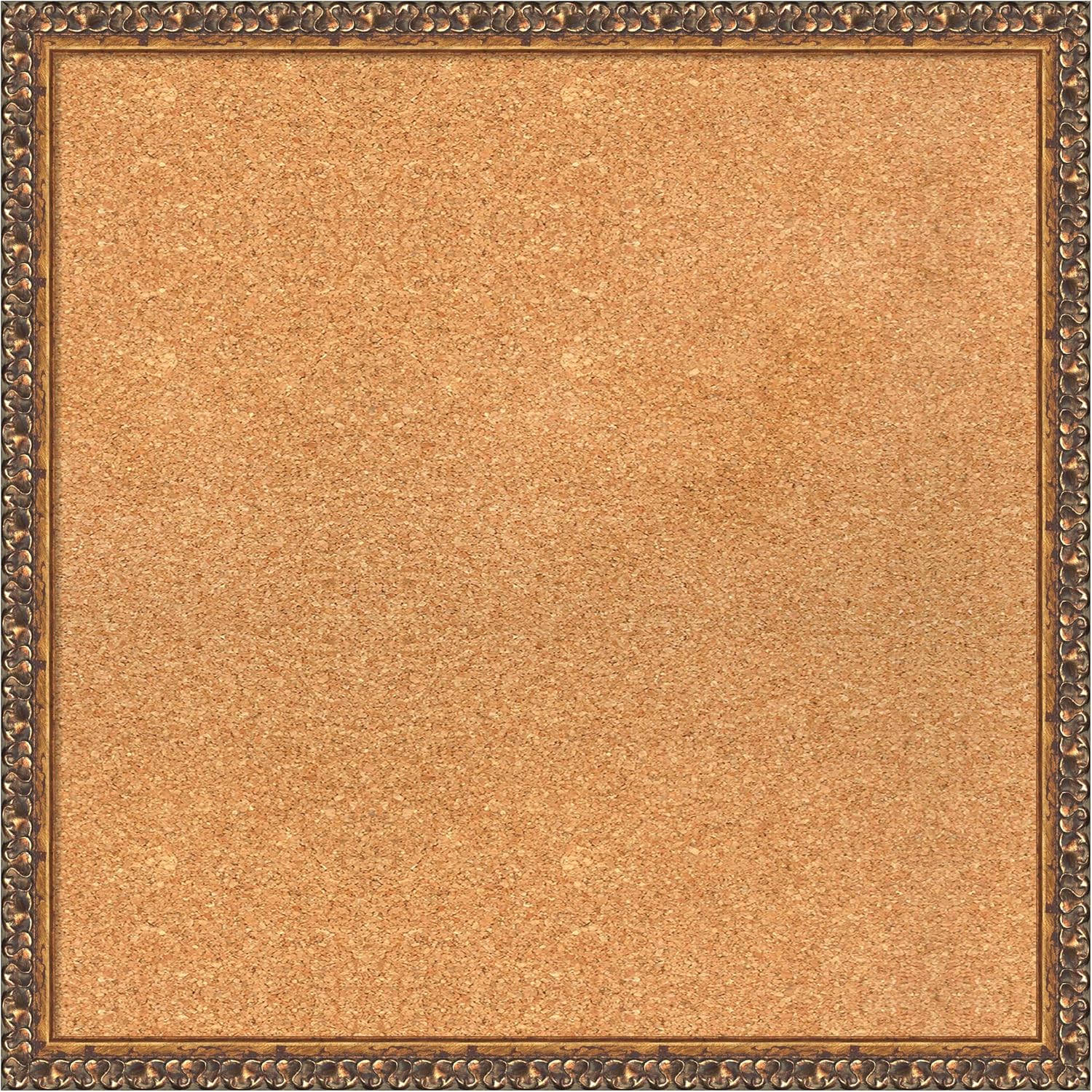 Amanti Art Natural Cork Board for Wall, 24x24 Vision Board with Bronze Frame, Medium Corkboard Office Decor for Home Organization, Traditional Corkboard Pinboard to Display Items for Home