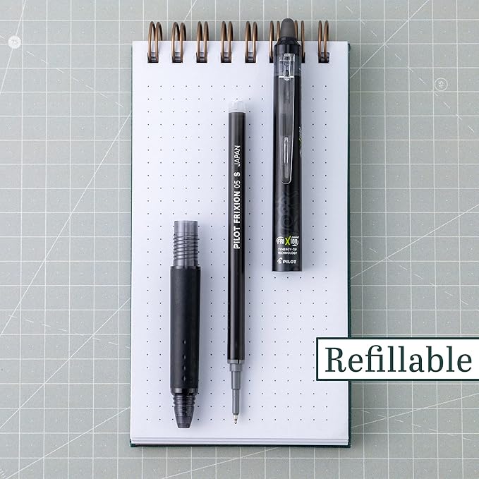 Pilot, FriXion Synergy Clicker Erasable, Refillable, Retractable Gel Ink Pens, Extra Fine Point 0.5 mm, Pack of 7, Assorted Colors