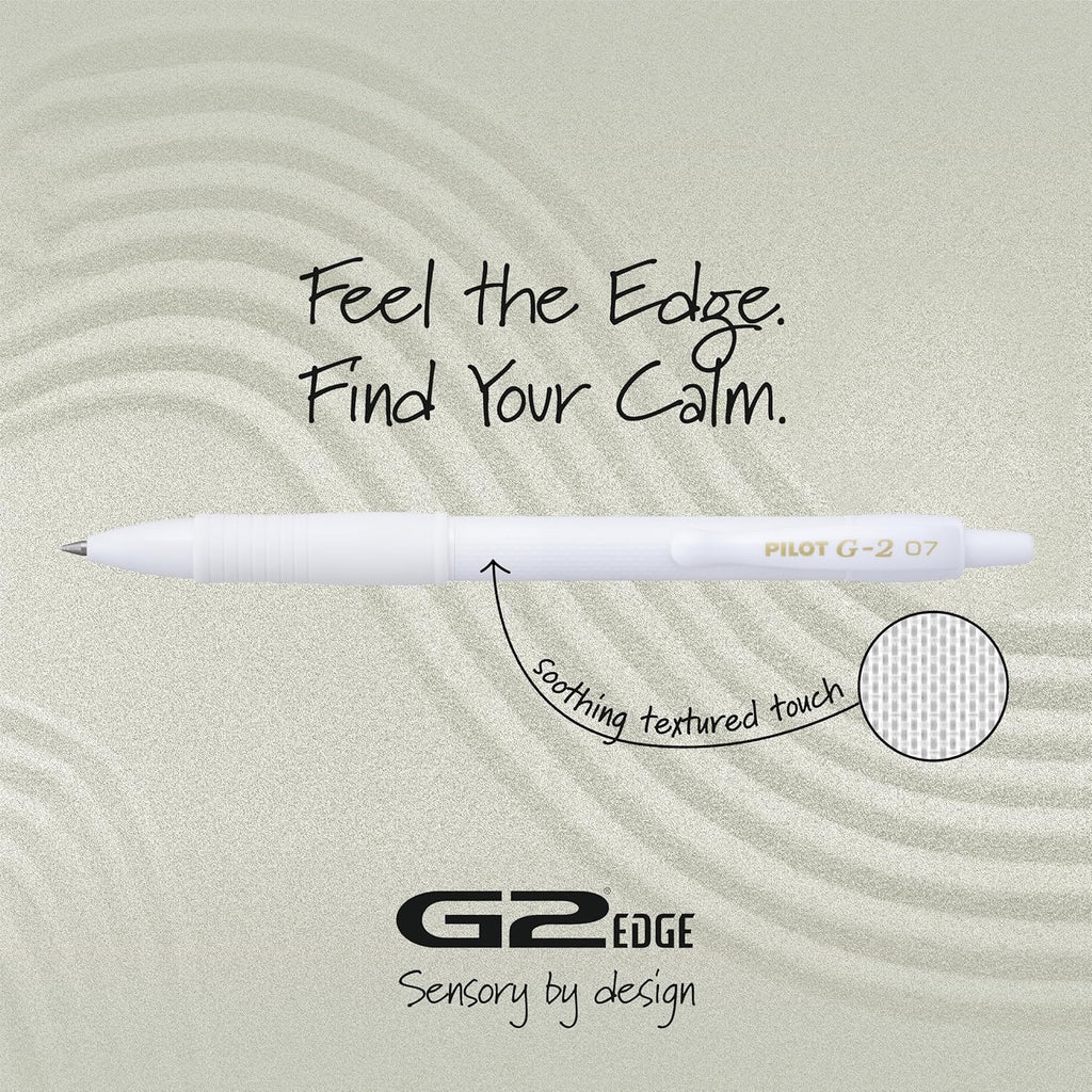 PILOT, G2 Edge White Premium Gel Roller Pens, Sensory Writing Experience, 8ct box, Fine Point 0.7 mm