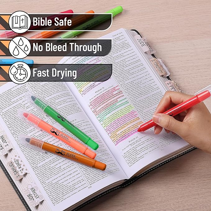 Mr. Pen- Highlighters, Fluorescent Gel Highlighter, Pack of 12, No Bleed Highlighter, Bible Highlighters, Sharpener, Highlighter Assorted Colors, Bible Study Highlighter, Bible Journaling Supplies