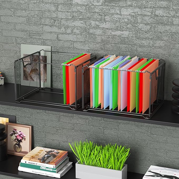 Simple Houseware Mesh Hanging File Organizer, Black - 2 Pack