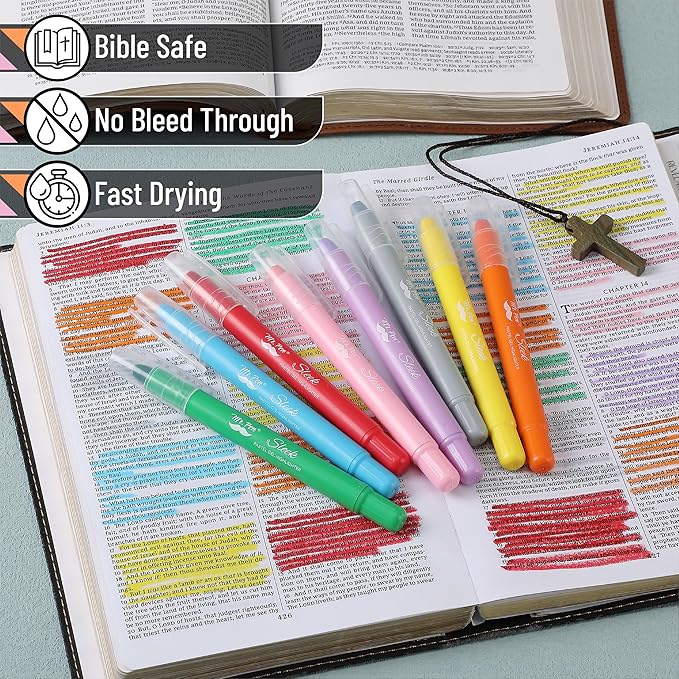 Mr. Pen- Gel Highlighter, 8 Pack, Assorted Colors, Bible Highlighters No Bleed with Bible Color Coding and Interpretation Guide, No Bleed Highlighters, Bible Highlighter, Bible Markers