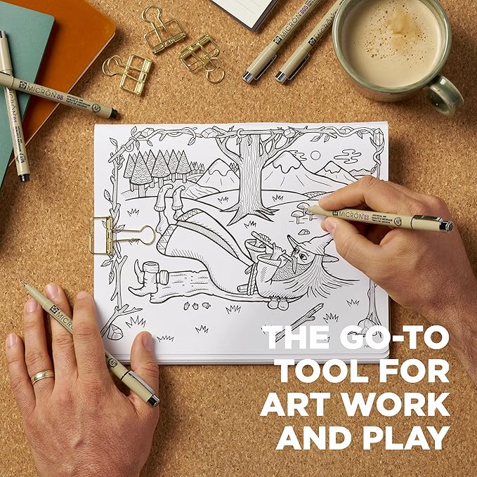 SAKURA Pigma Micron Fineliner Pens - Archival Black Ink Pens - Pens for Writing, Drawing, or Journaling - Assorted Point Sizes - 6 Pack