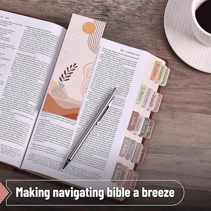 Mr. Pen- Bible Tabs with 2 Bookmark, 75 Tabs, Boho Theme, Laminated Bible Tabs for Women and Men, Bible Tabs for Study Bible, Bible Index Tabs, Bible Book Tabs, Bible Labels Tabs, Mr Pen Bible Tabs