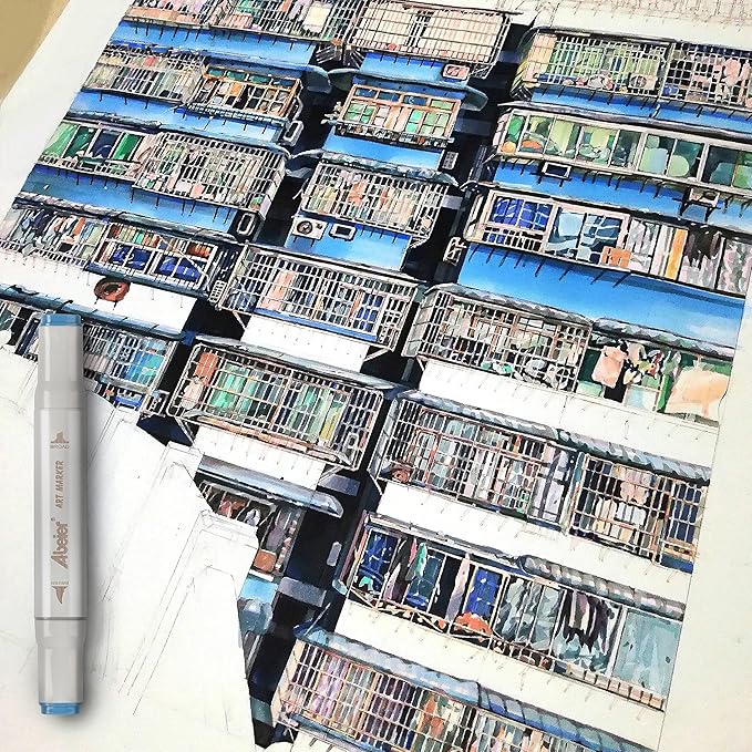 ABEIER 81 Colors Alcohol Markers Brush Tip, Brush & Chisel Dual Tip Sketch Markers for Artists, Plus 1 Blender Marker, Permanent Sketch Markers for Kids, Adults Coloring and Artist Illustration