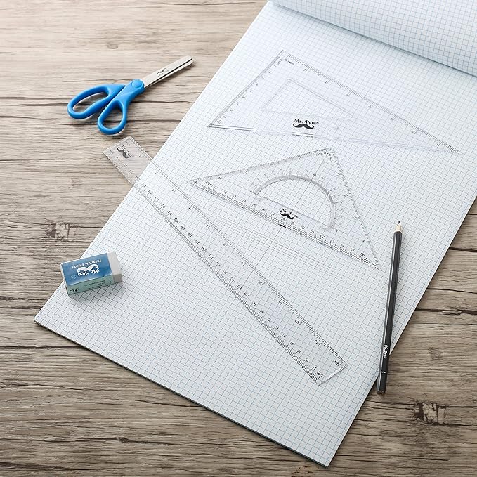 Mr. Pen- Triangle Ruler, Square and Ruler Set, 3 Pack, Set Square, Square Ruler, Protractor for Geometry, School Geometry Set, Math Protractor, Geometry Rulers, Math Ruler