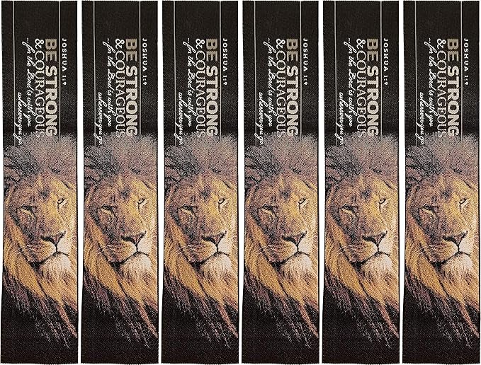 Be Strong & Courageous, Bulk Pack of 6 Woven Fabric Christian Bookmarks, Silky Soft Joshua 1:9 Flexible Bookmarker for Novels Books and Bibles, Religious Memory Verse Gift