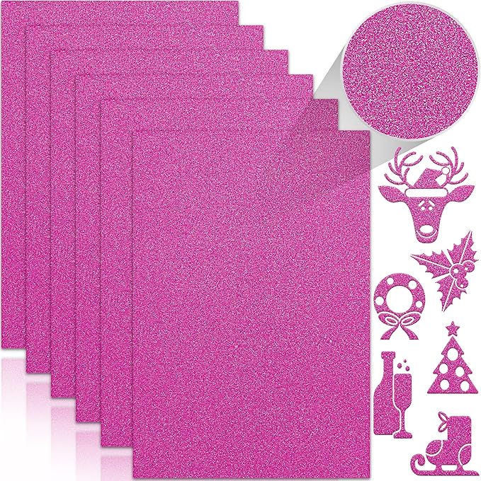 24 Sheets Rose Red Glitter Cardstock Paper, A4 Premium Sparkly Paper for Scrapbook, DIY Projects, Party Decoration, Gift Box Wrapping 250GSM/92lb