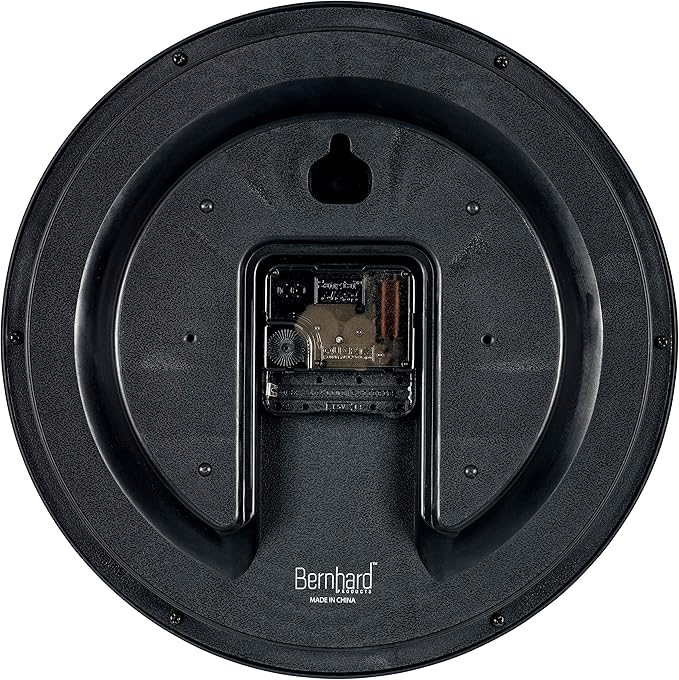 Bernhard Products Black Wall Clock Silent Non Ticking,12 Inch Quality Quartz Battery Operated Round Easy to Read Home/Office/Kitchen/Classroom/School Clock Sweep Movement (12 Inch)