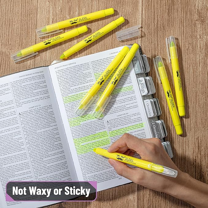 Mr. Pen- No Bleed Gel Bible Highlighters, Yellow, Pack of 8, Fluorescent Gel Highlighters