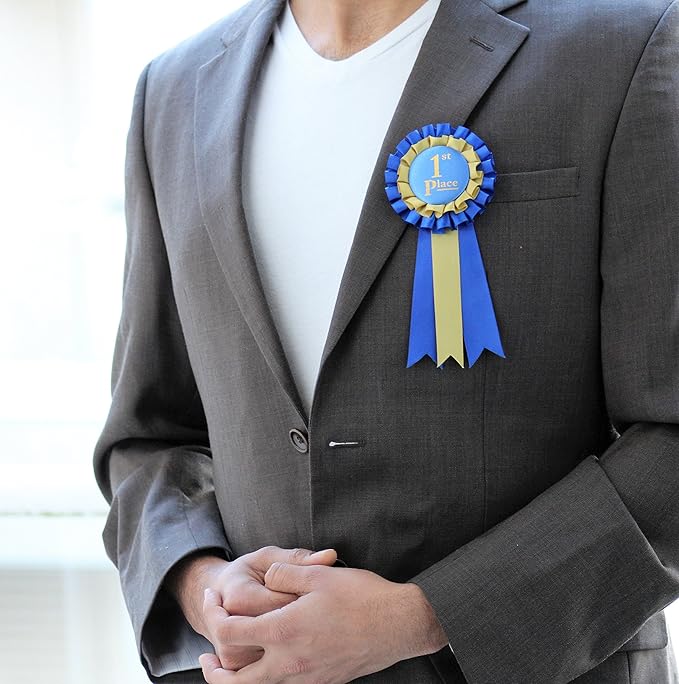 Premium Award Ribbons Blue,Red,White - 1st, 2nd,3rd Place - 5 set of the 3pack (15 ribbons) - First Second Third Place Winner Ribbons