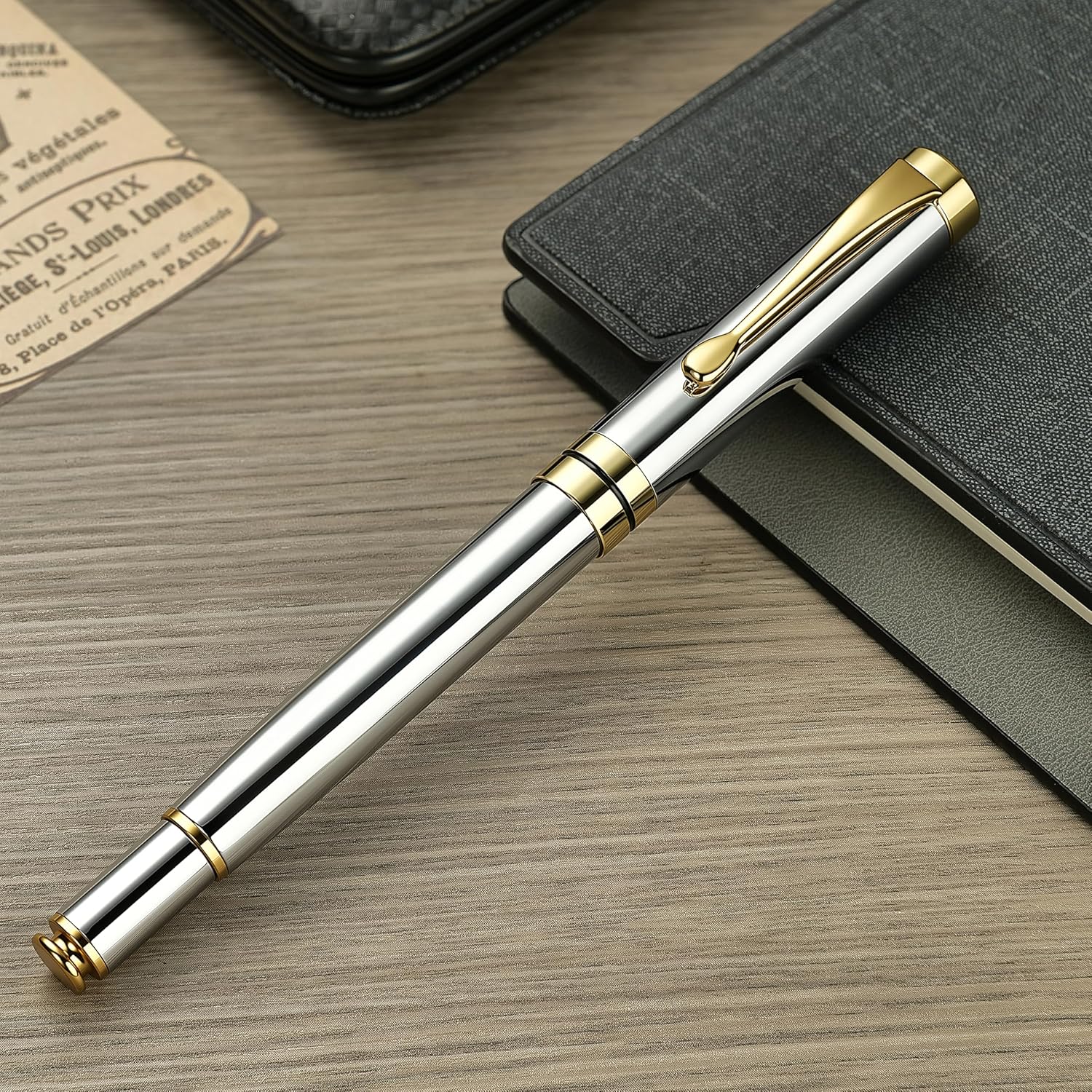 BEILUNER Ballpoint Pens (Silver Chrome and Gold Finish)