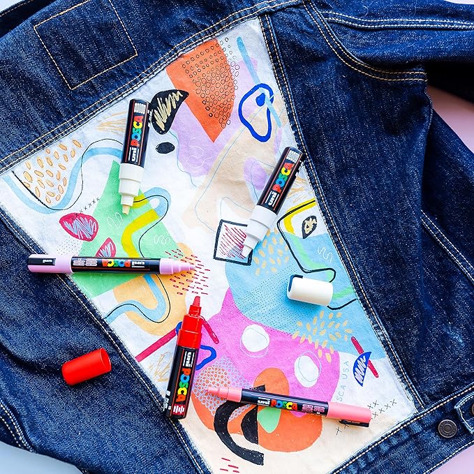 Posca Markers Set, 8 Medium Paint Markers 5M – Metallic Tones – Gold, Silver, Bronze, Metallic Blue, Metallic Green, Metallic Red, Metallic Pink, Metallic Violet