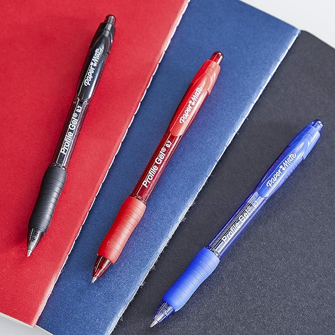 Paper Mate Gel Pen, Profile Retractable Pen, 0.7mm, Blue, 12 Count