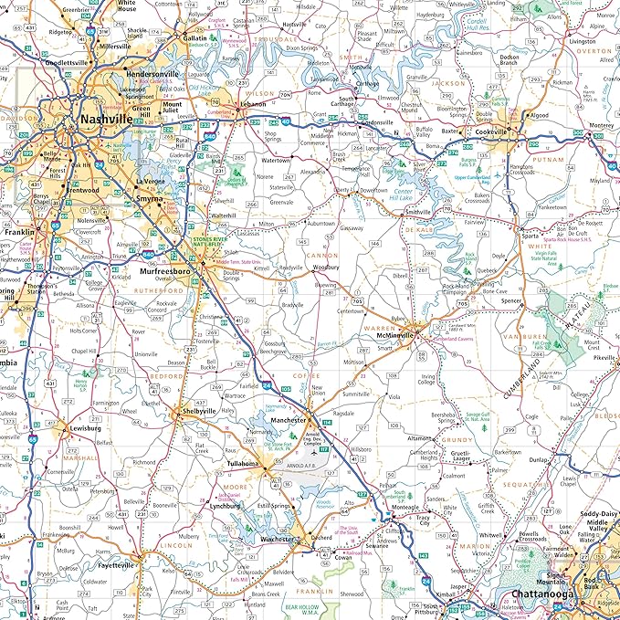 Rand McNally Easy to Read: Tennessee State Map