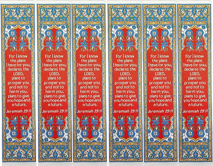 I Know The Plans I Have for You, Bulk Pack of 6 Woven Fabric Christian Bookmarks, Silky Soft Jeremiah 29:11 Flexible Bookmarker for Novels Books and Bibles, Religious Memory Verse Gift